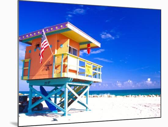Life Guard Station, South Beach, Miami, Florida, USA-Terry Eggers-Mounted Photographic Print