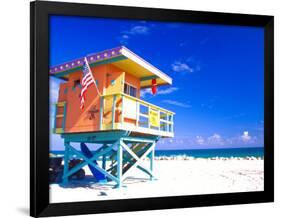 Life Guard Station, South Beach, Miami, Florida, USA-Terry Eggers-Framed Photographic Print