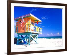 Life Guard Station, South Beach, Miami, Florida, USA-Terry Eggers-Framed Photographic Print