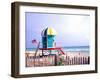 Life Guard Station, South Beach, Miami, Florida, USA-Terry Eggers-Framed Premium Photographic Print