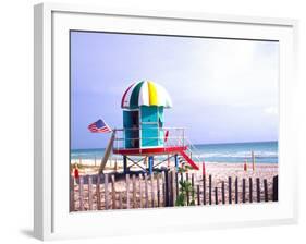 Life Guard Station, South Beach, Miami, Florida, USA-Terry Eggers-Framed Photographic Print