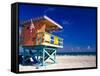 Life Guard Station, South Beach, Miami, Florida, USA-Terry Eggers-Framed Stretched Canvas