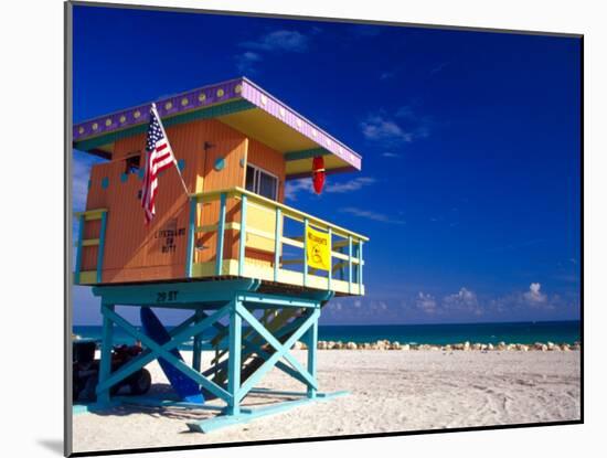 Life Guard Station, South Beach, Miami, Florida, USA-Terry Eggers-Mounted Premium Photographic Print