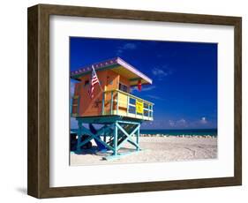 Life Guard Station, South Beach, Miami, Florida, USA-Terry Eggers-Framed Photographic Print