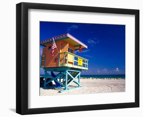 Life Guard Station, South Beach, Miami, Florida, USA-Terry Eggers-Framed Photographic Print