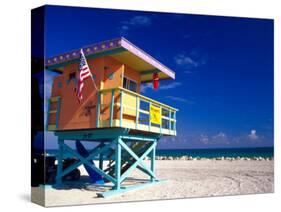 Life Guard Station, South Beach, Miami, Florida, USA-Terry Eggers-Stretched Canvas