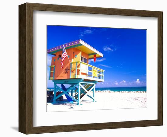 Life Guard Station, South Beach, Miami, Florida, USA-Terry Eggers-Framed Photographic Print