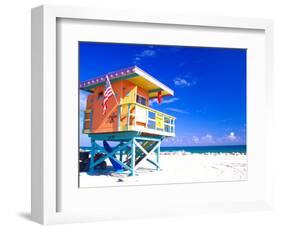 Life Guard Station, South Beach, Miami, Florida, USA-Terry Eggers-Framed Photographic Print