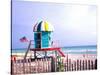 Life Guard Station, South Beach, Miami, Florida, USA-Terry Eggers-Stretched Canvas