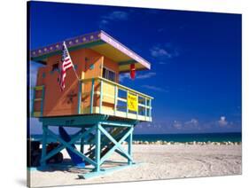 Life Guard Station, South Beach, Miami, Florida, USA-Terry Eggers-Stretched Canvas