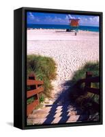 Life Guard Station, Walkway, South Beach, Miami, Florida, USA-Terry Eggers-Framed Stretched Canvas