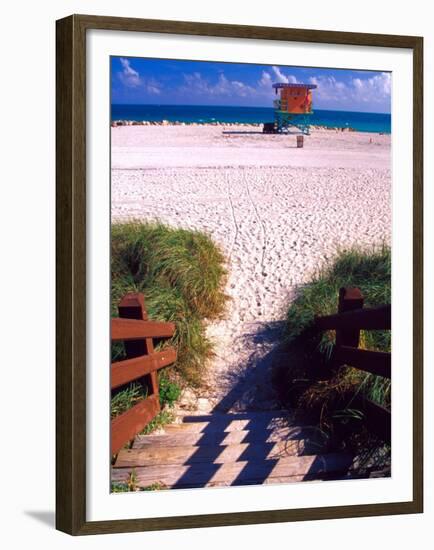 Life Guard Station, Walkway, South Beach, Miami, Florida, USA-Terry Eggers-Framed Premium Photographic Print