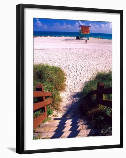 Life Guard Station, Walkway, South Beach, Miami, Florida, USA-Terry Eggers-Framed Photographic Print