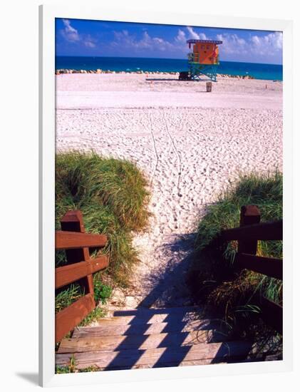 Life Guard Station, Walkway, South Beach, Miami, Florida, USA-Terry Eggers-Framed Photographic Print