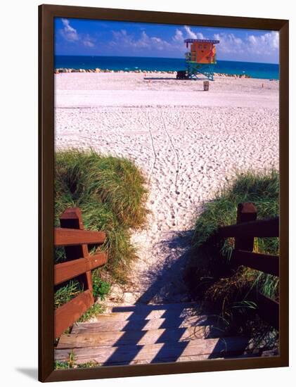 Life Guard Station, Walkway, South Beach, Miami, Florida, USA-Terry Eggers-Framed Photographic Print