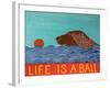 Life Is A Ball Flat Coat Brown-Stephen Huneck-Framed Giclee Print