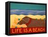 Life Is A Beach Choc-Stephen Huneck-Framed Stretched Canvas