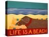 Life Is A Beach Choc-Stephen Huneck-Stretched Canvas
