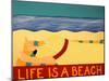 Life Is A Beach Yellow-Stephen Huneck-Mounted Giclee Print
