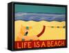 Life Is A Beach Yellow-Stephen Huneck-Framed Stretched Canvas
