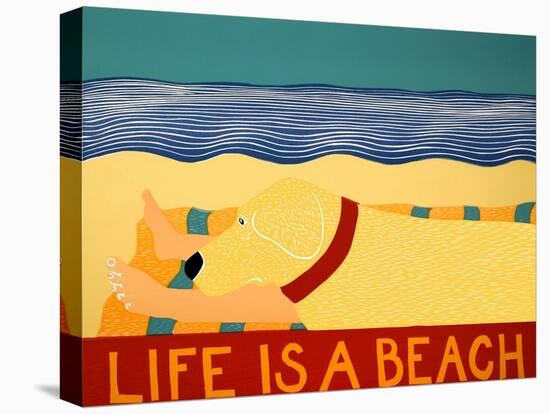 Life Is A Beach Yellow-Stephen Huneck-Stretched Canvas