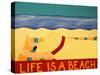 Life Is A Beach Yellow-Stephen Huneck-Stretched Canvas