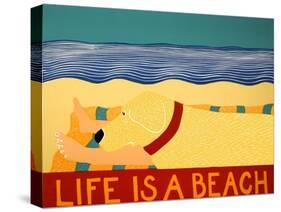 Life Is A Beach Yellow-Stephen Huneck-Stretched Canvas