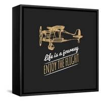 Life is a Journey, Enjoy the Flight Motivational Quote. Vintage Retro Airplane Logo. Vector Typogra-Vlada Young-Framed Stretched Canvas