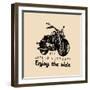 Life is a Journey Enjoy the Ride Inspirational Poster. Vector Hand Drawn Motorcycle for MC Sign, La-Vlada Young-Framed Premium Giclee Print