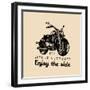 Life is a Journey Enjoy the Ride Inspirational Poster. Vector Hand Drawn Motorcycle for MC Sign, La-Vlada Young-Framed Premium Giclee Print