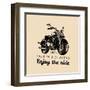 Life is a Journey Enjoy the Ride Inspirational Poster. Vector Hand Drawn Motorcycle for MC Sign, La-Vlada Young-Framed Art Print