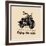 Life is a Journey Enjoy the Ride Inspirational Poster. Vector Hand Drawn Motorcycle for MC Sign, La-Vlada Young-Framed Premium Giclee Print