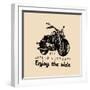 Life is a Journey Enjoy the Ride Inspirational Poster. Vector Hand Drawn Motorcycle for MC Sign, La-Vlada Young-Framed Art Print