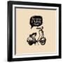 Life is a Journey, Enjoy the Ride Vector Typographic Poster. Hand Sketched Scooter Banner. Vector R-Vlada Young-Framed Art Print
