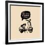 Life is a Journey, Enjoy the Ride Vector Typographic Poster. Hand Sketched Scooter Banner. Vector R-Vlada Young-Framed Art Print