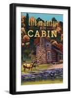 Life is Better at the Cabin - National Park WPA Sentiment-Lantern Press-Framed Art Print