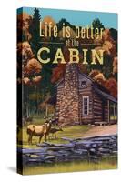 Life is Better at the Cabin - National Park WPA Sentiment-Lantern Press-Stretched Canvas