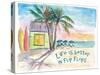 Life is better in Flip Flops Caribbean Beach Scene-M. Bleichner-Stretched Canvas