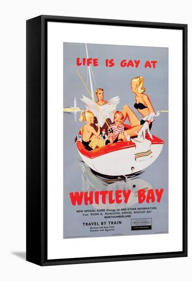 Life is Gay at Whitley Bay' - British Railways Poster-Laurence Fish-Framed Stretched Canvas