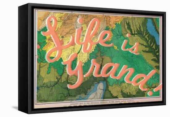 Life is Grand - 1882, Grand Canyon Map - The Mesozoic Terraces-null-Framed Stretched Canvas