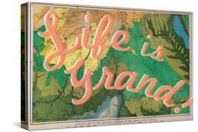 Life is Grand - 1882, Grand Canyon Map - The Mesozoic Terraces-null-Stretched Canvas