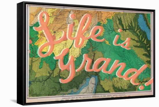 Life is Grand - 1882, Grand Canyon Map - The Mesozoic Terraces-null-Framed Stretched Canvas