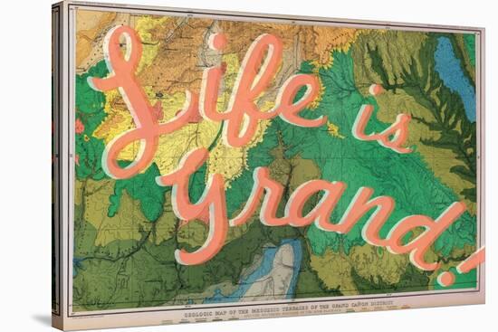 Life is Grand - 1882, Grand Canyon Map - The Mesozoic Terraces-null-Stretched Canvas