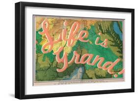 Life is Grand - 1882, Grand Canyon Map - The Mesozoic Terraces-null-Framed Premium Giclee Print