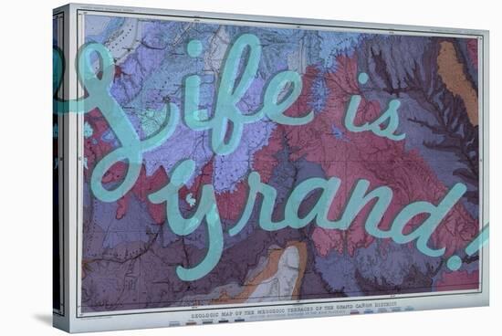 Life is Grand - 1882, Grand Canyon Map - The Mesozoic Terraces-null-Stretched Canvas