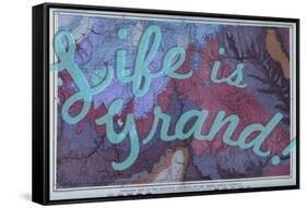 Life is Grand - 1882, Grand Canyon Map - The Mesozoic Terraces-null-Framed Stretched Canvas