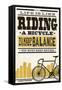 Life is Like Riding a Bicycle - Screenprint Style - Albert Einstein-Lantern Press-Framed Stretched Canvas