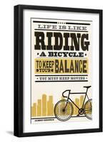 Life is Like Riding a Bicycle - Screenprint Style - Albert Einstein-Lantern Press-Framed Art Print