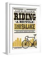 Life is Like Riding a Bicycle - Screenprint Style - Albert Einstein-Lantern Press-Framed Art Print