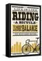 Life is Like Riding a Bicycle - Screenprint Style - Albert Einstein-Lantern Press-Framed Stretched Canvas